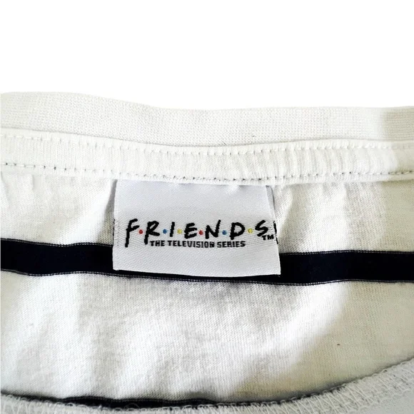 Friends TV Series Womens Tshirt White Blue Striped Short Sleeve Plus Size Heart - Picture 12 of 12
